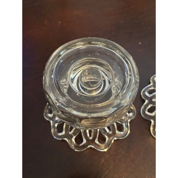 Set of 2 Vintage Crystal Glass Taper / Pillar Candle Holders 2 Tapers included - Picture 7 of 12